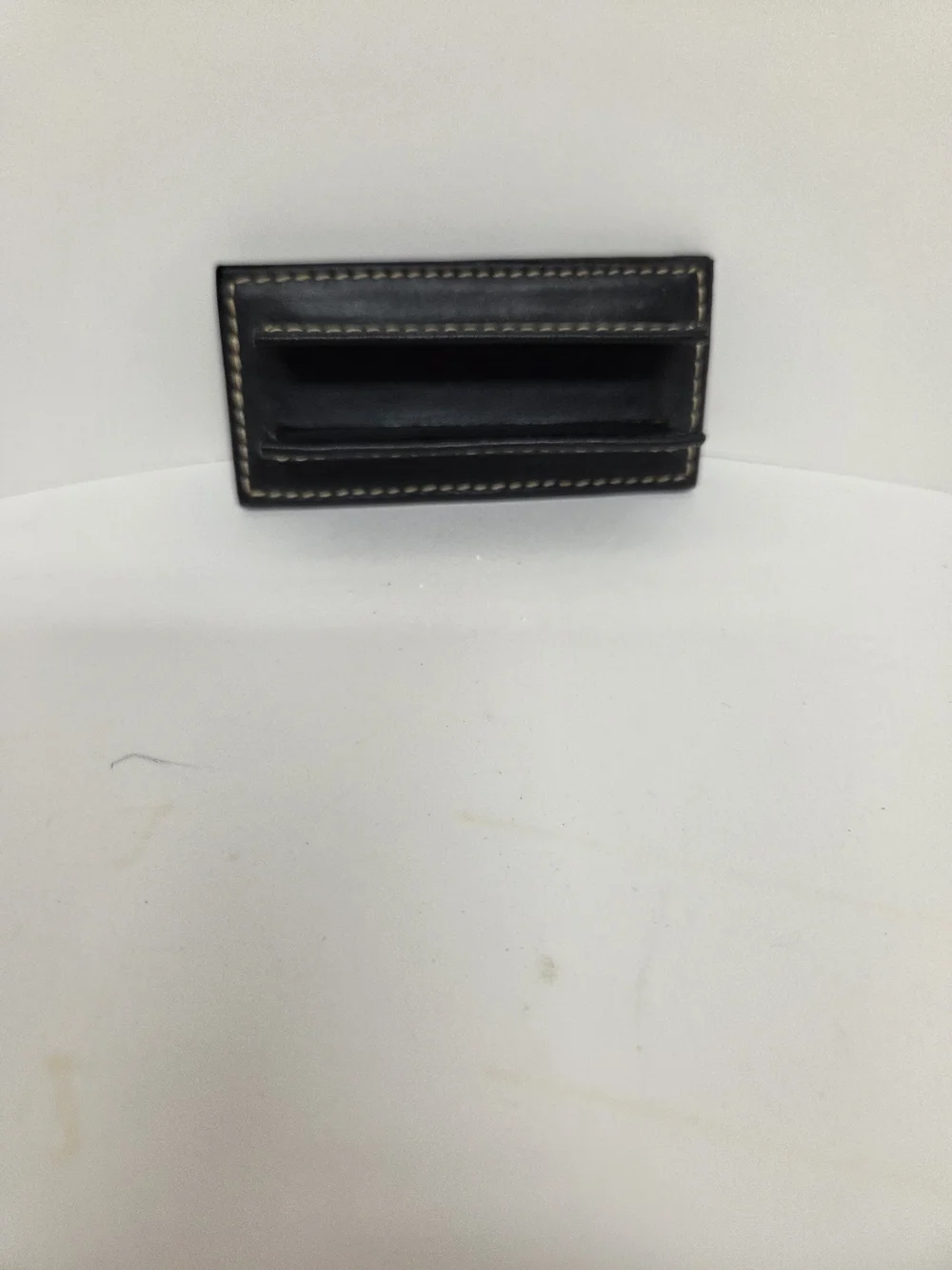 Vintage Levenger Fine Leather Tools Black Leather Desk Accessory Stand Holder